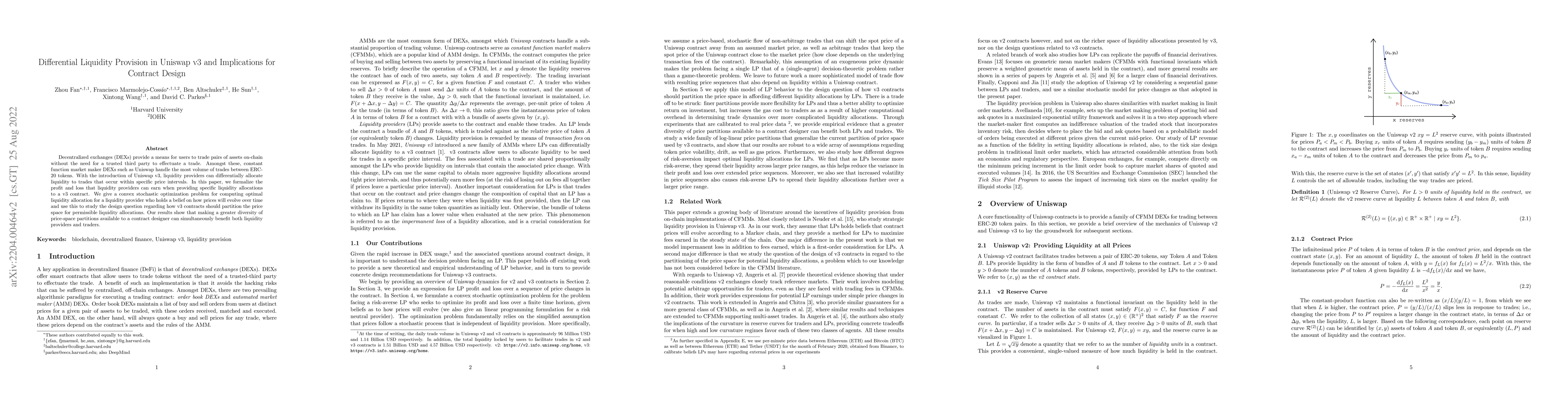 Thumbnail for Differential Liquidity Provision in Uniswap v3 and Implications for
  Contract Design