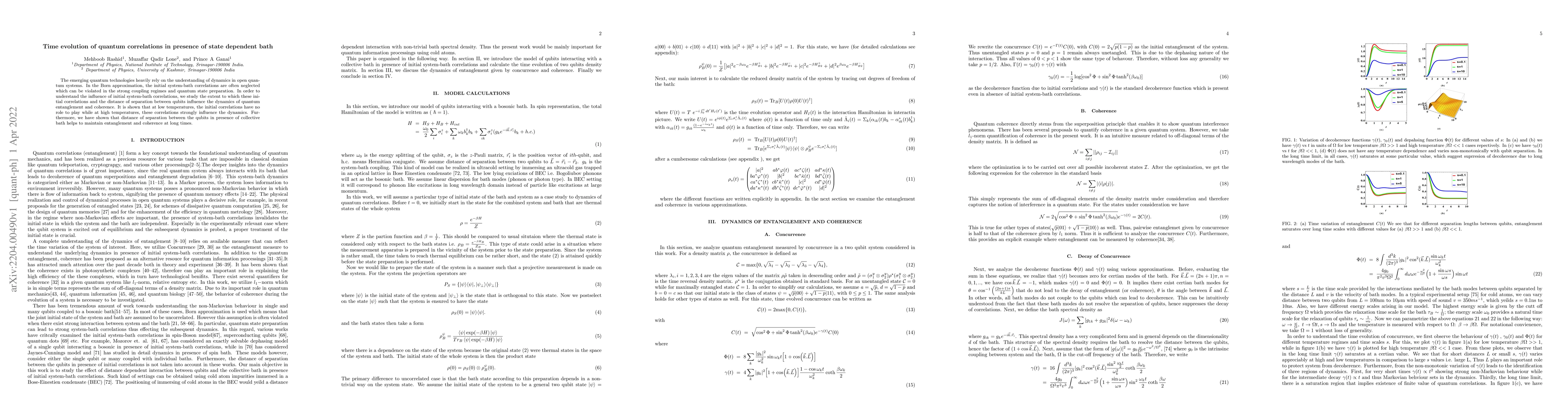 Thumbnail for Time evolution of quantum correlations in presence of state dependent
  bath