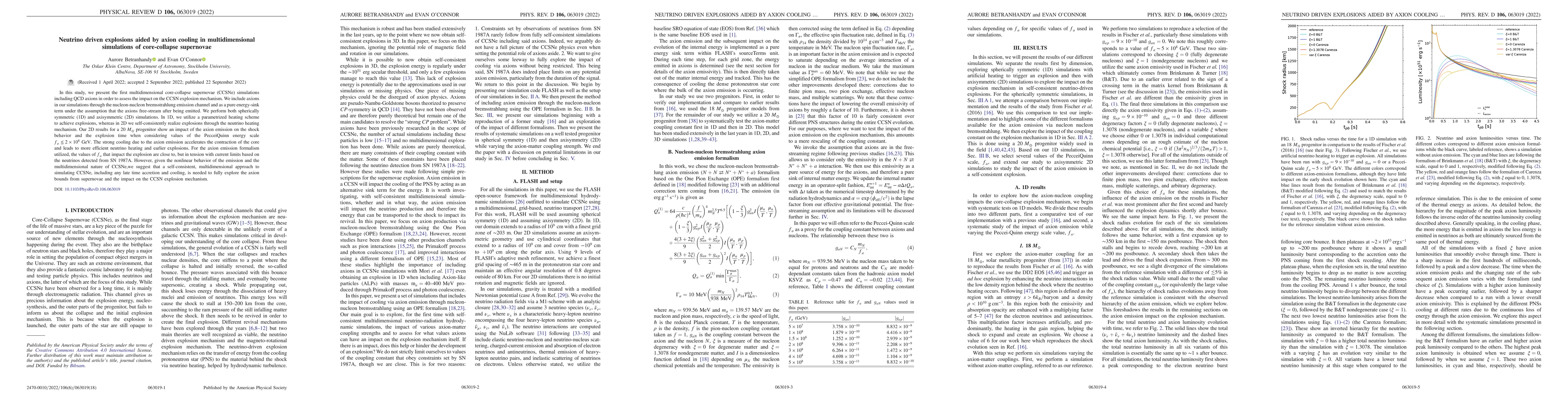 Thumbnail for Neutrino Driven Explosions aided by Axion Cooling in Multidimensional
  Simulations of Core-Collapse Supernovae