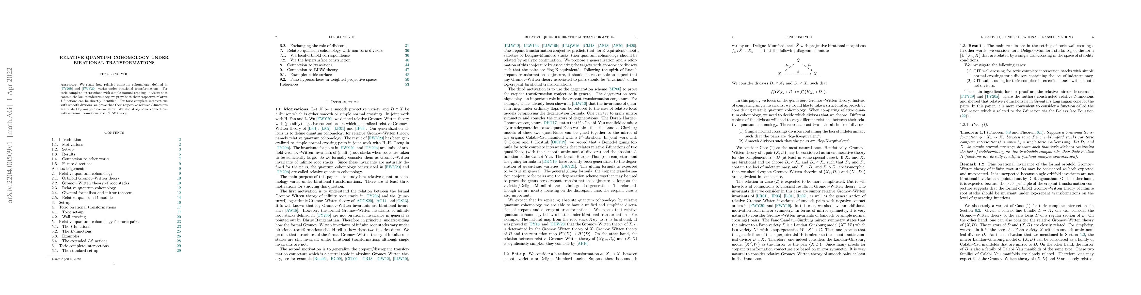 Thumbnail for Relative quantum cohomology under birational transformations