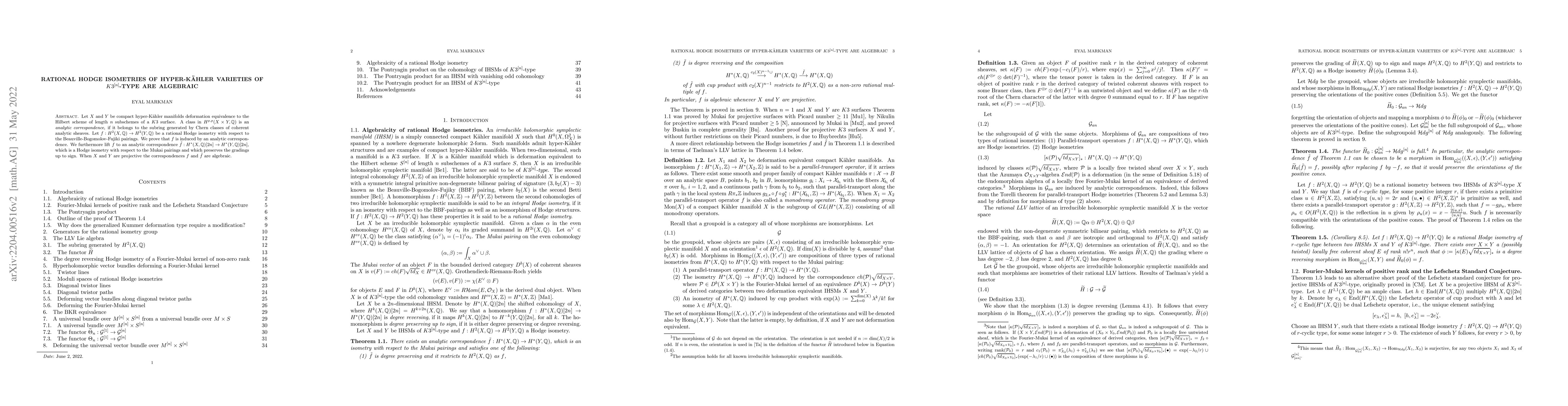 Thumbnail for Rational Hodge isometries of hyper-Kahler varieties of K3[n]-type are
  algebraic