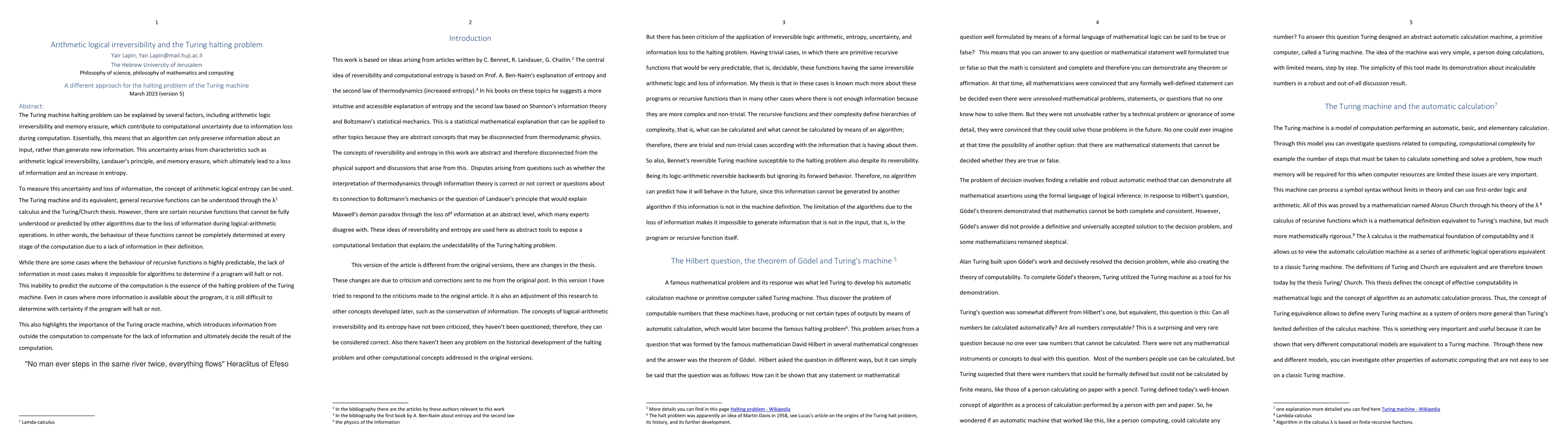 Thumbnail for Arithmetic logical Irreversibility and the Turing's Halt Problem