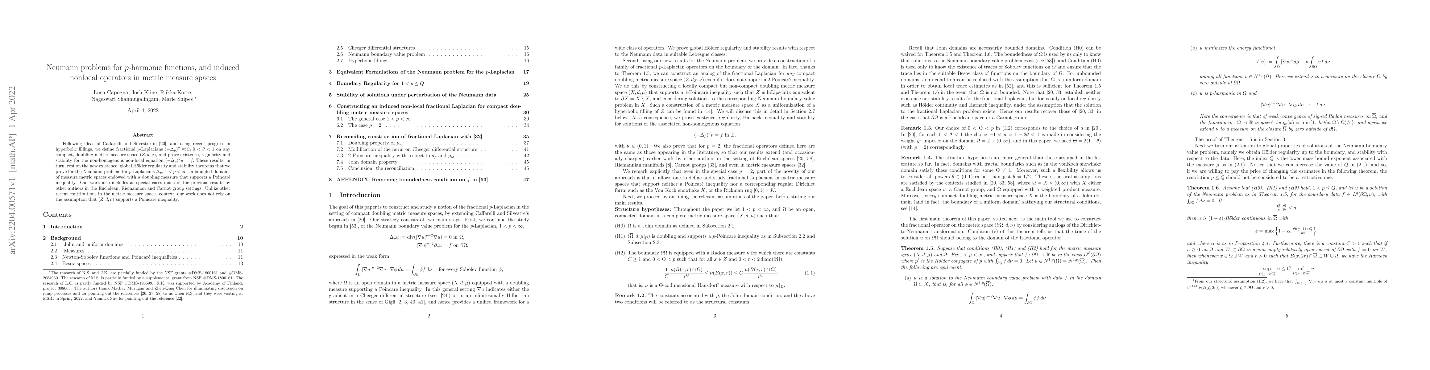 Thumbnail for Neumann problems for $p$-harmonic functions, and induced nonlocal
  operators in metric measure spaces
