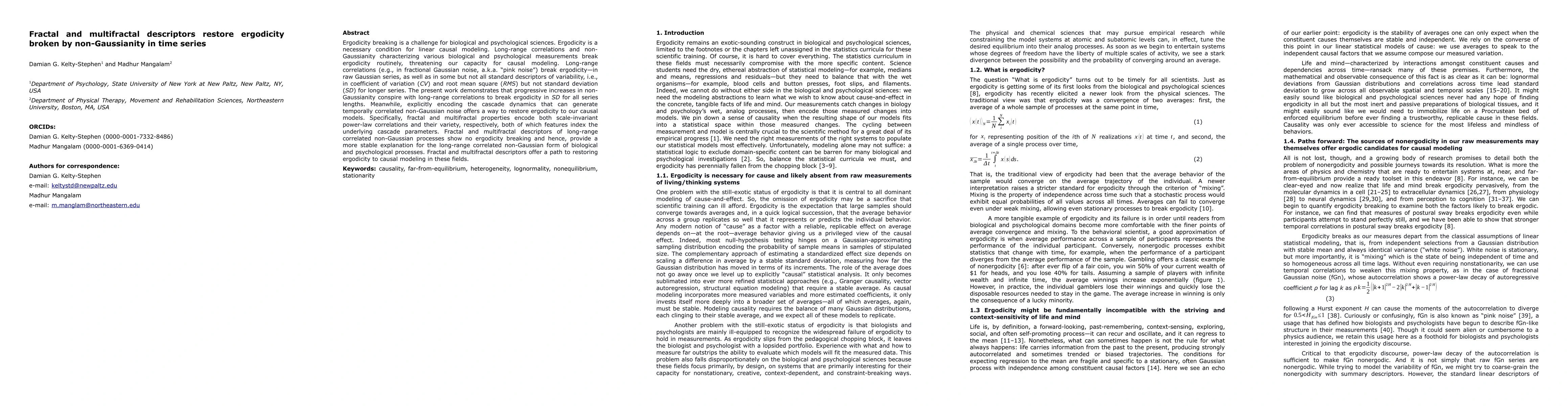 Thumbnail for Fractal and multifractal descriptors restore ergodicity broken by
  non-Gaussianity in time series