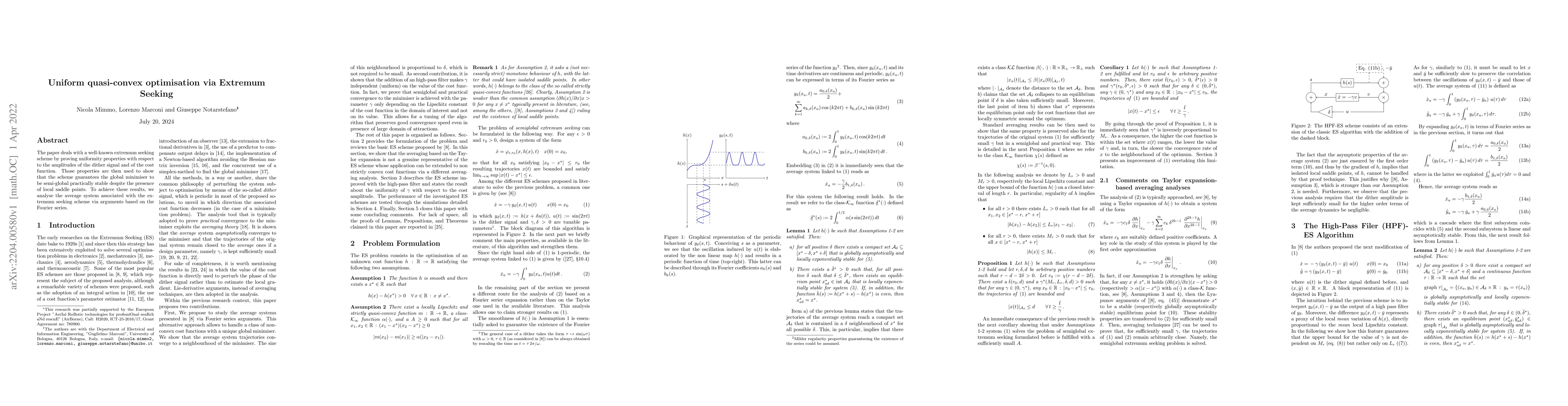 Thumbnail for Uniform quasi-convex optimisation via Extremum Seeking