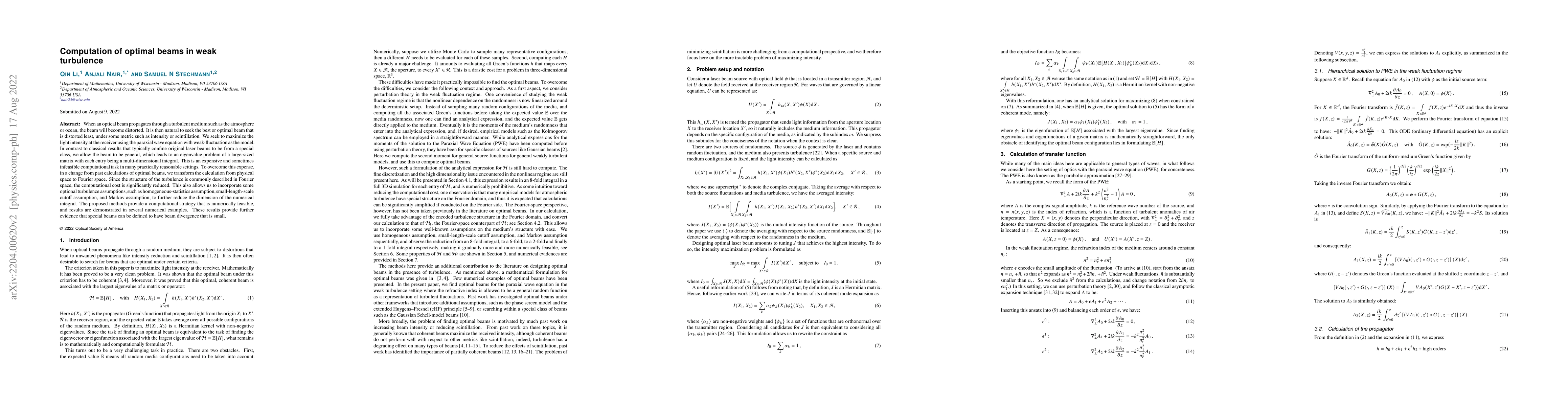 Thumbnail for Computation of optimal beams in weak turbulence