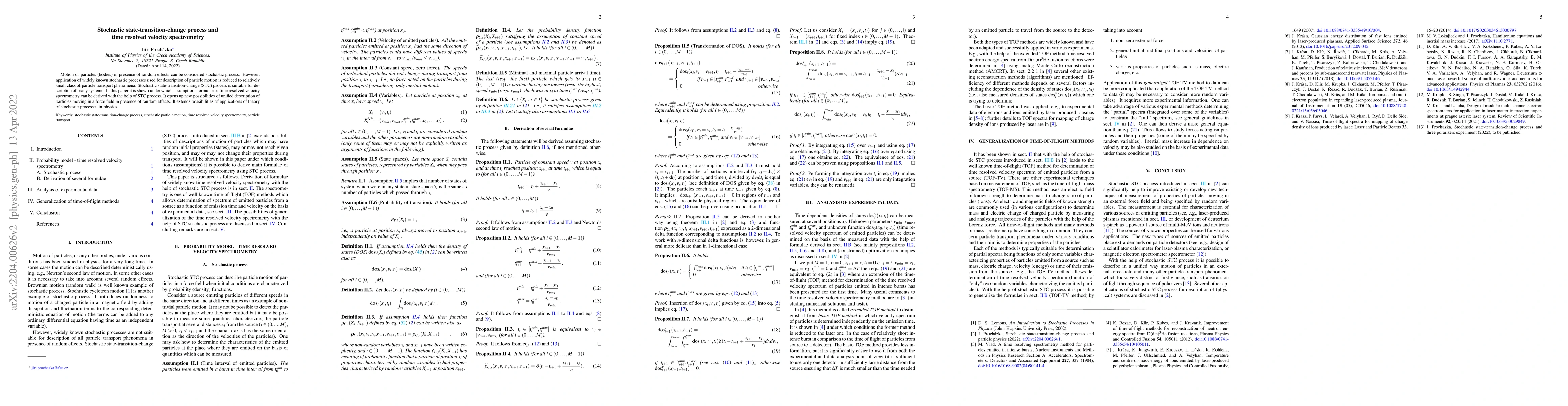 Thumbnail for Stochastic state-transition-change process and time resolved velocity
  spectrometry