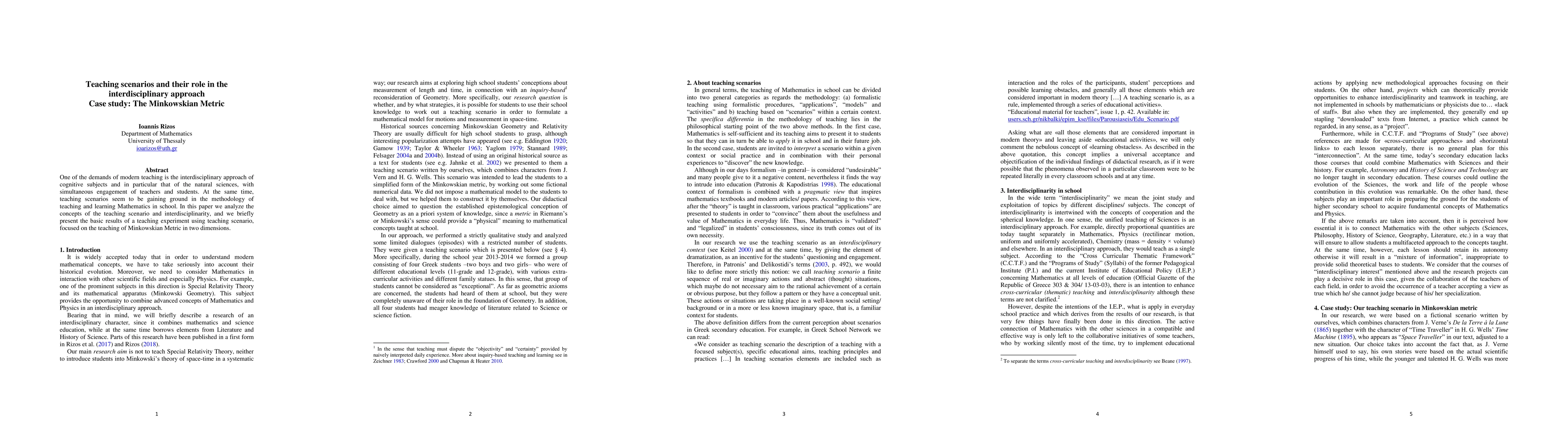 Thumbnail for Teaching scenarios and their role in the interdisciplinary approach.
  Case study: The Minkowskian Metric