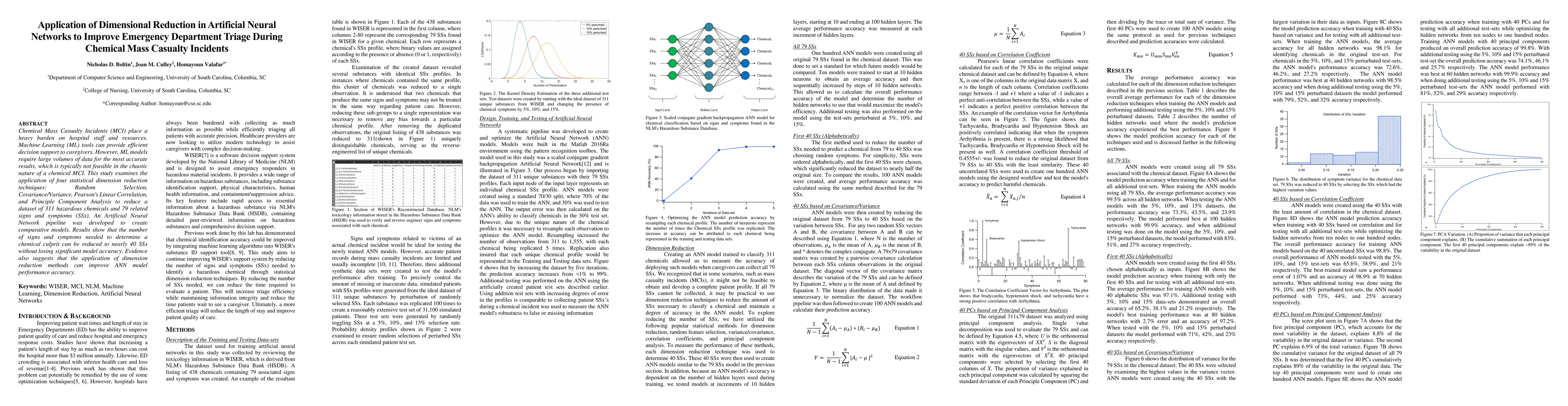 Thumbnail for Application of Dimensional Reduction in Artificial Neural Networks to
  Improve Emergency Department Triage During Chemical Mass Casualty Incidents