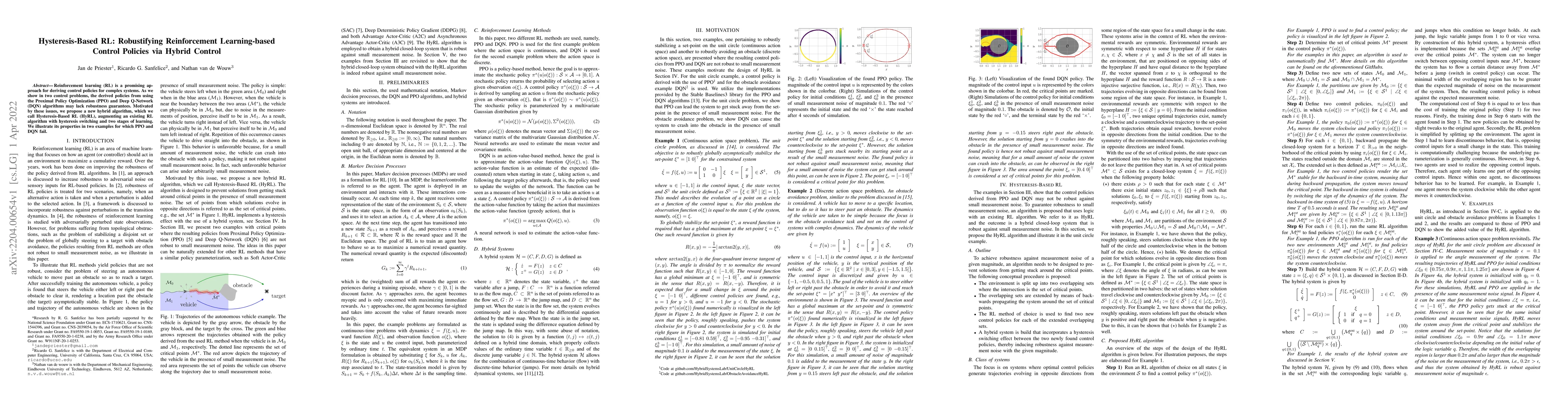 Thumbnail for Hysteresis-Based RL: Robustifying Reinforcement Learning-based Control
  Policies via Hybrid Control
