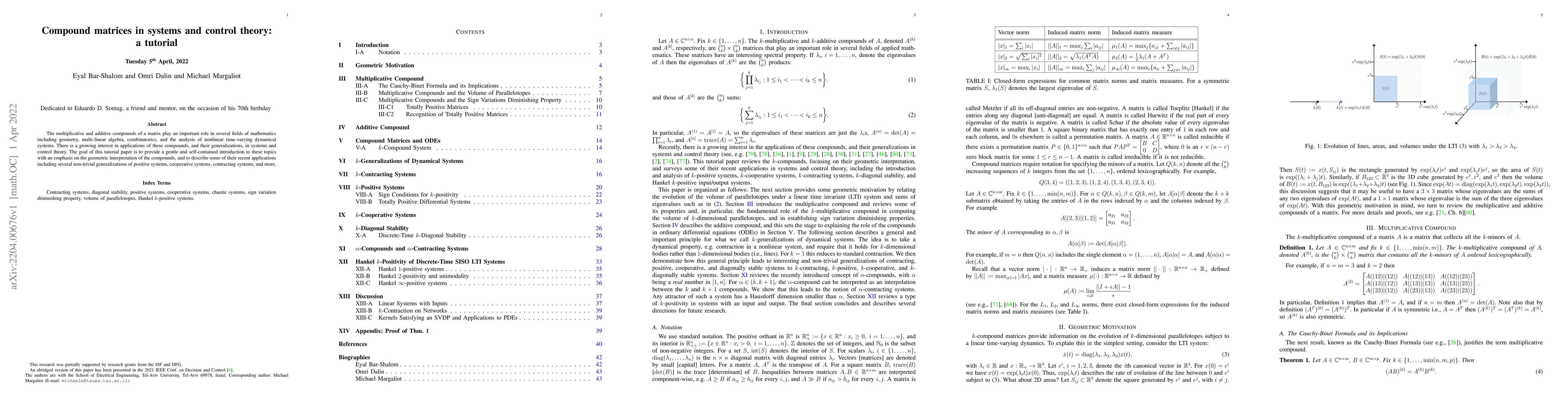 Thumbnail for Compound matrices in systems and control theory: a tutorial