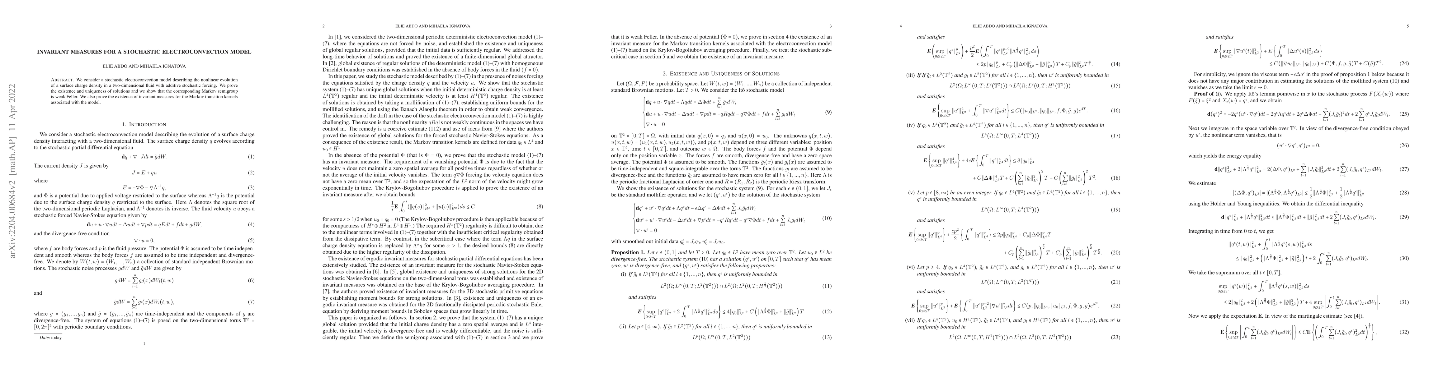 Thumbnail for Invariant Measures for a Stochastic Electroconvection Model