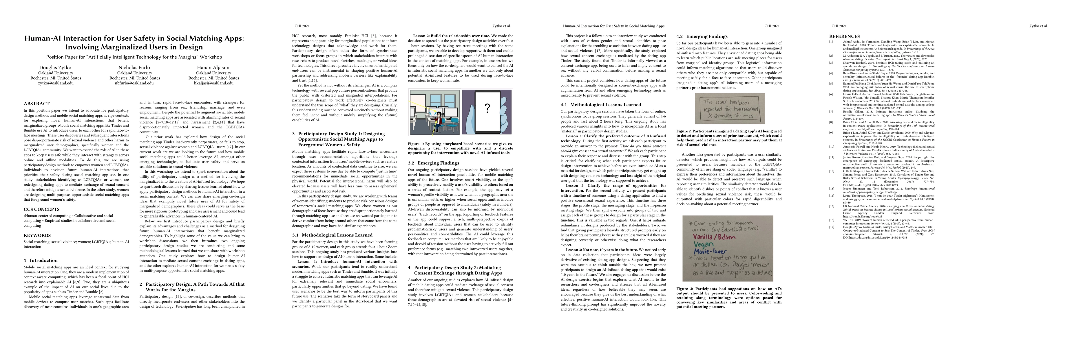 Thumbnail for Human-AI Interaction for User Safety in Social Matching Apps: Involving
  Marginalized Users in Design