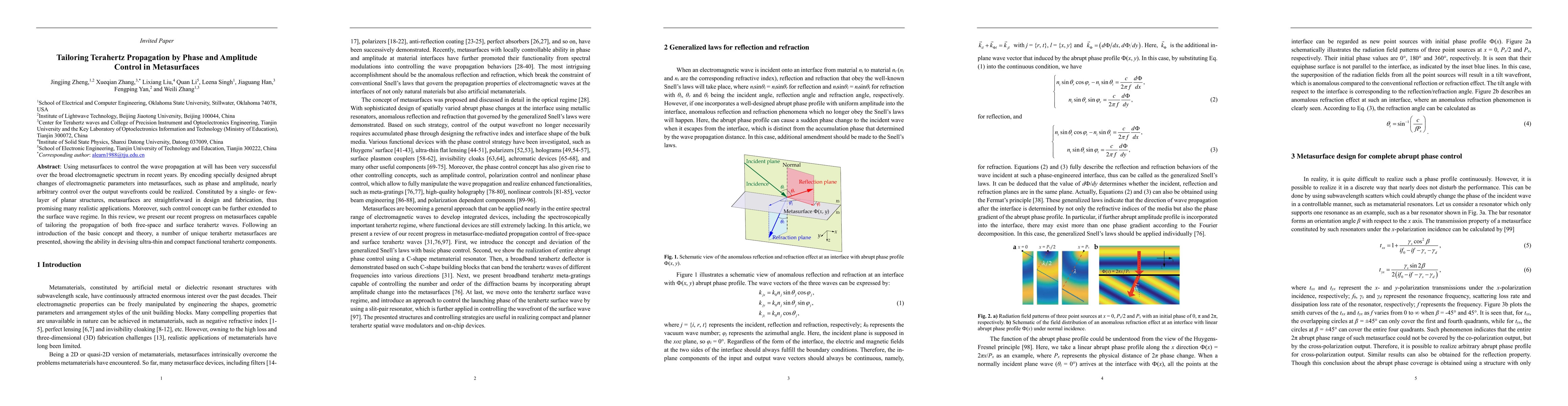 Thumbnail for Tailoring Terahertz Propagation by Phase and Amplitude Control in
  Metasurfaces