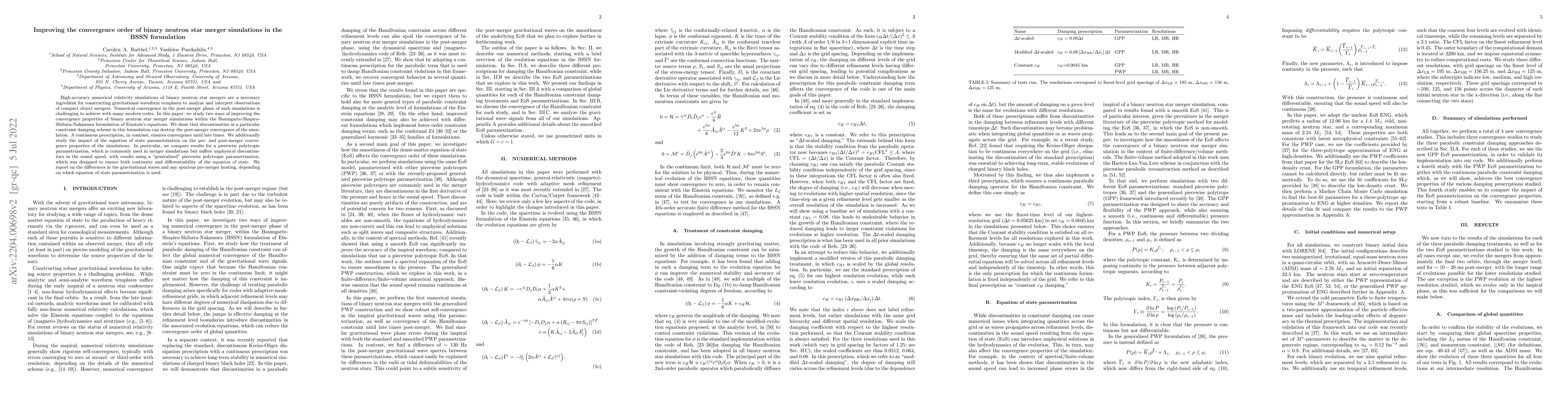 Thumbnail for Improving the convergence order of binary neutron star merger
  simulations in the Baumgarte-Shapiro-Shibata-Nakamura formulation