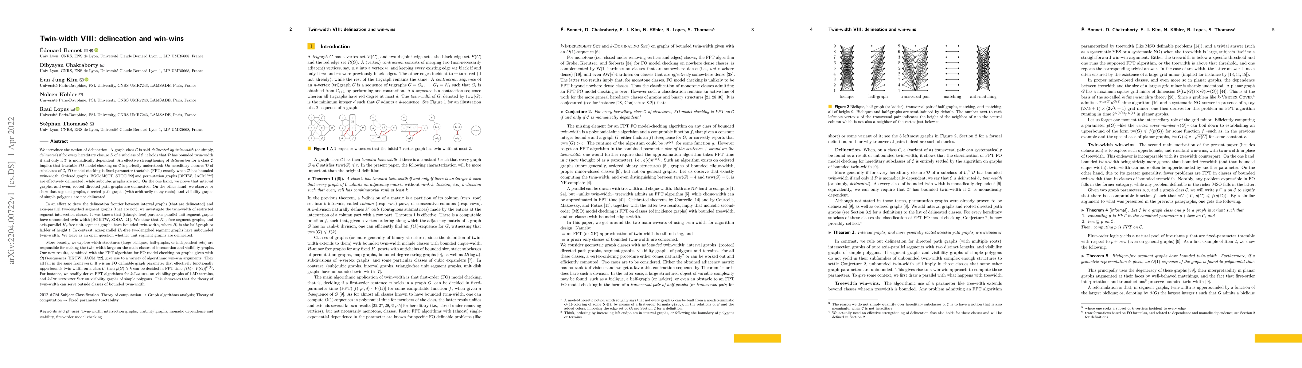 Thumbnail for Twin-width VIII: delineation and win-wins