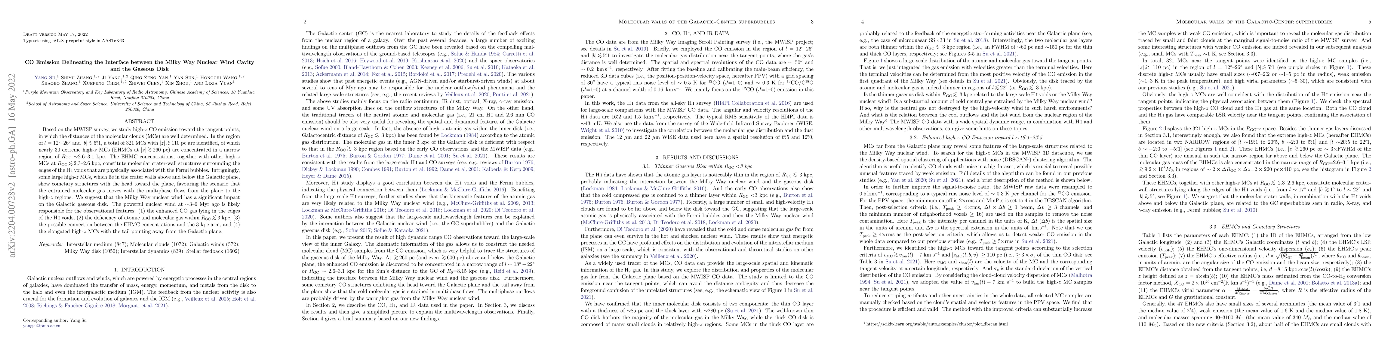 Thumbnail for CO Emission Delineating the Interface between the Milky Way Nuclear Wind
  Cavity and the Gaseous Disk