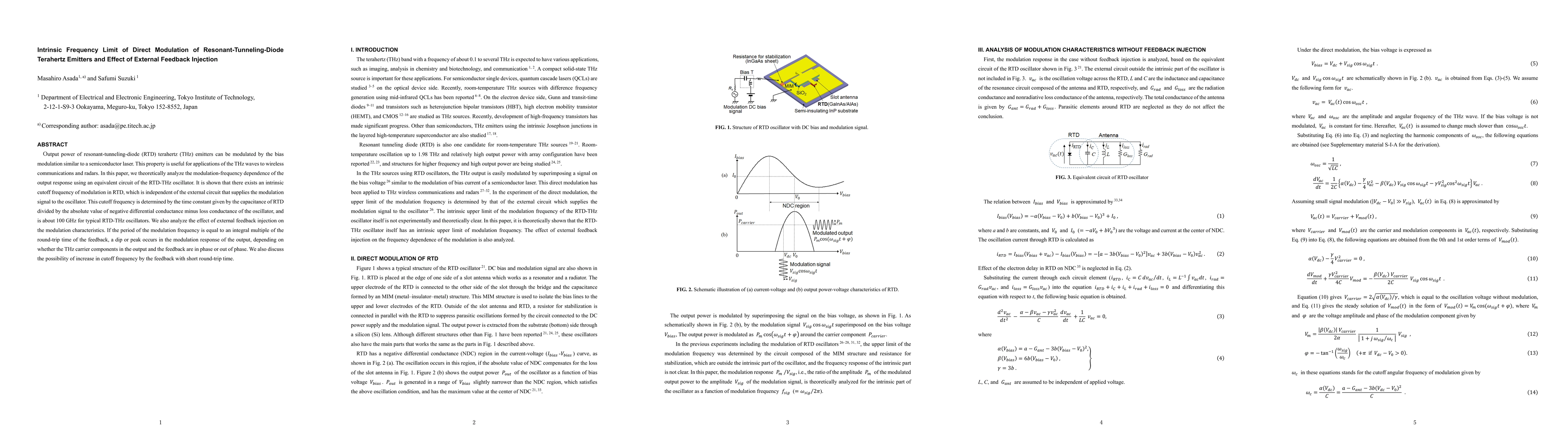Thumbnail for Intrinsic Frequency Limit of Direct Modulation of
  Resonant-Tunneling-Diode Terahertz Emitters and Effect of External Feedback
  Injection