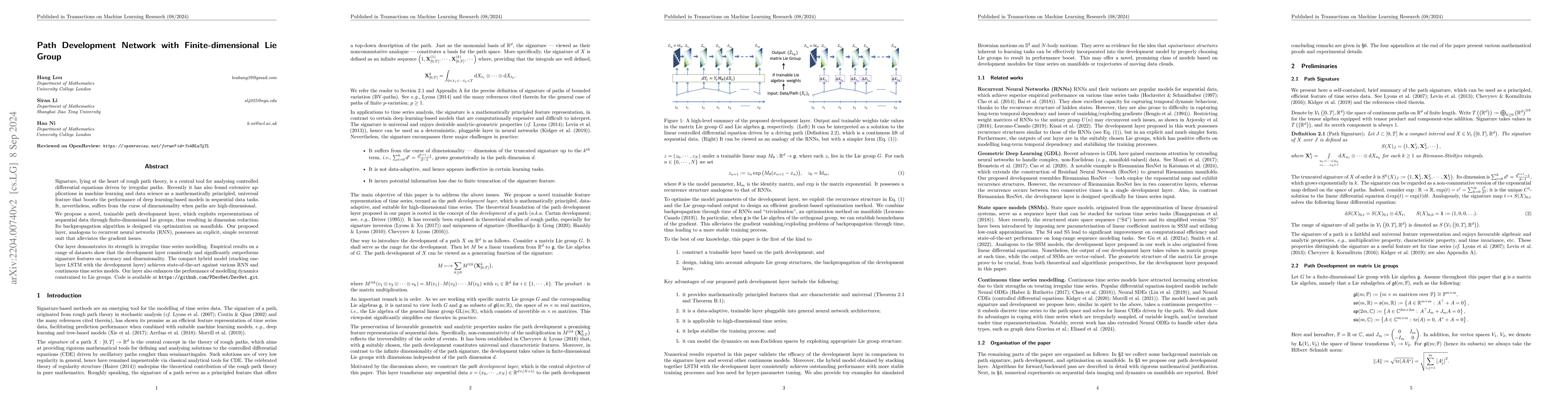 Thumbnail for Path Development Network with Finite-dimensional Lie Group
  Representation