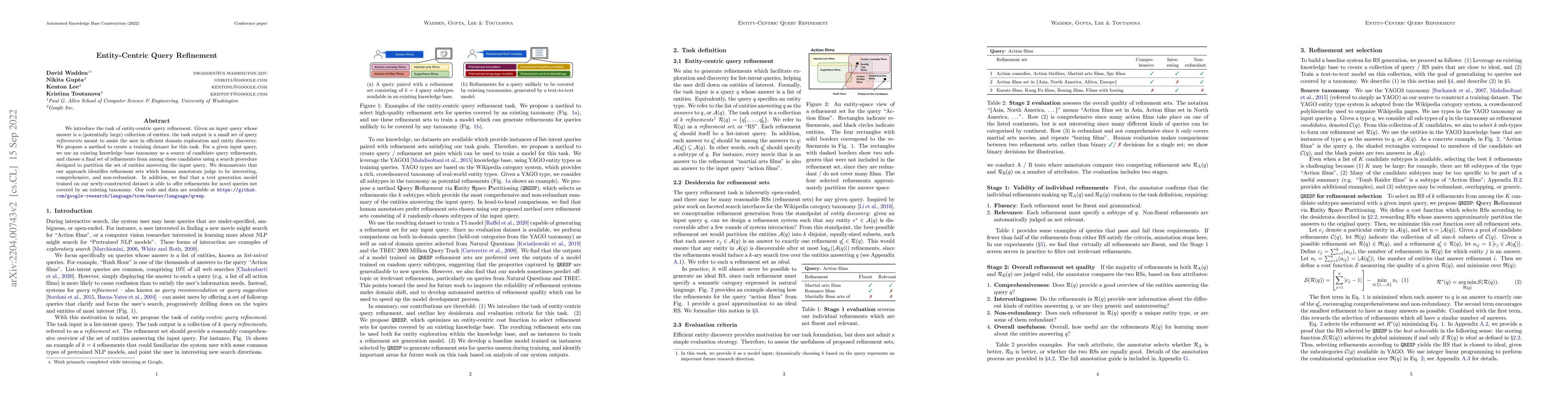Thumbnail for Entity-Centric Query Refinement