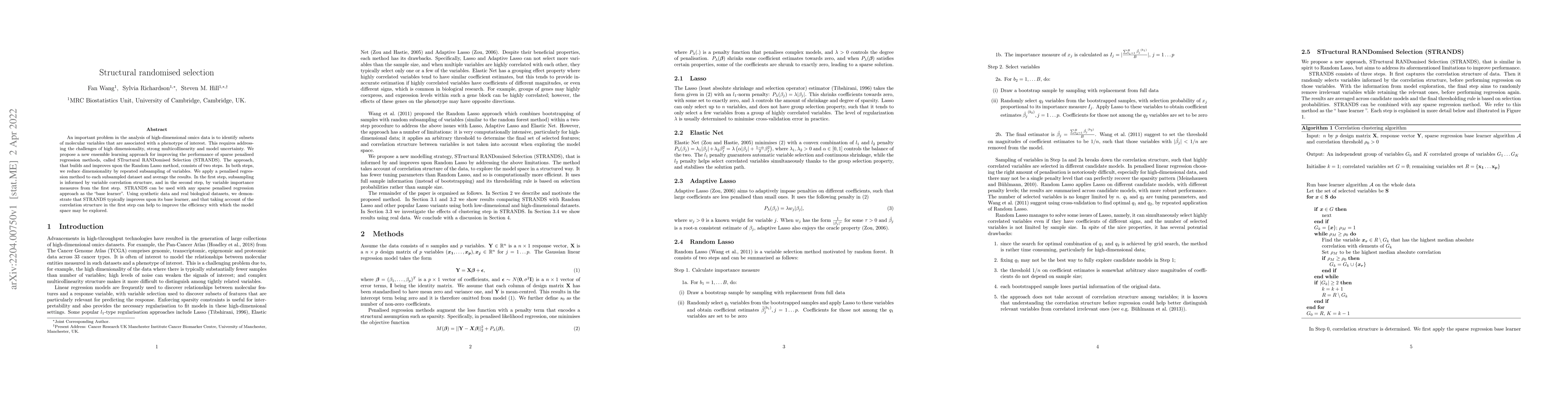 Thumbnail for Structural randomised selection