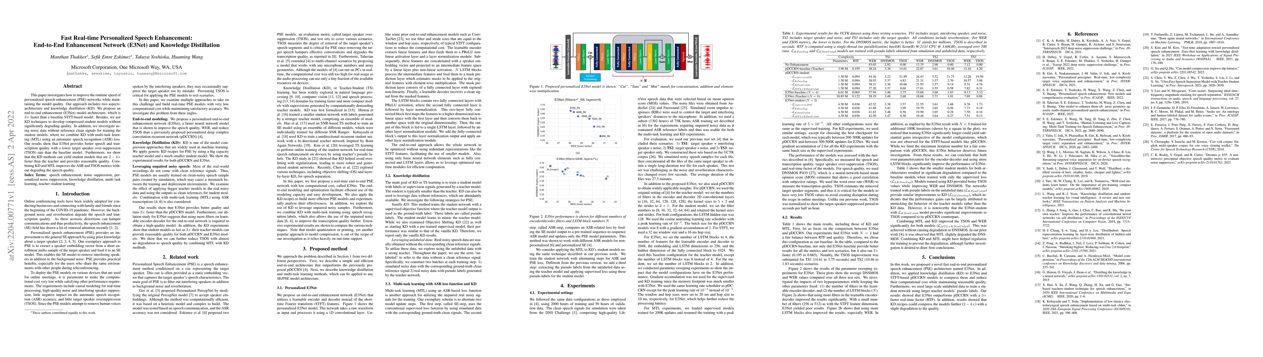 Thumbnail for Fast Real-time Personalized Speech Enhancement: End-to-End Enhancement
  Network (E3Net) and Knowledge Distillation