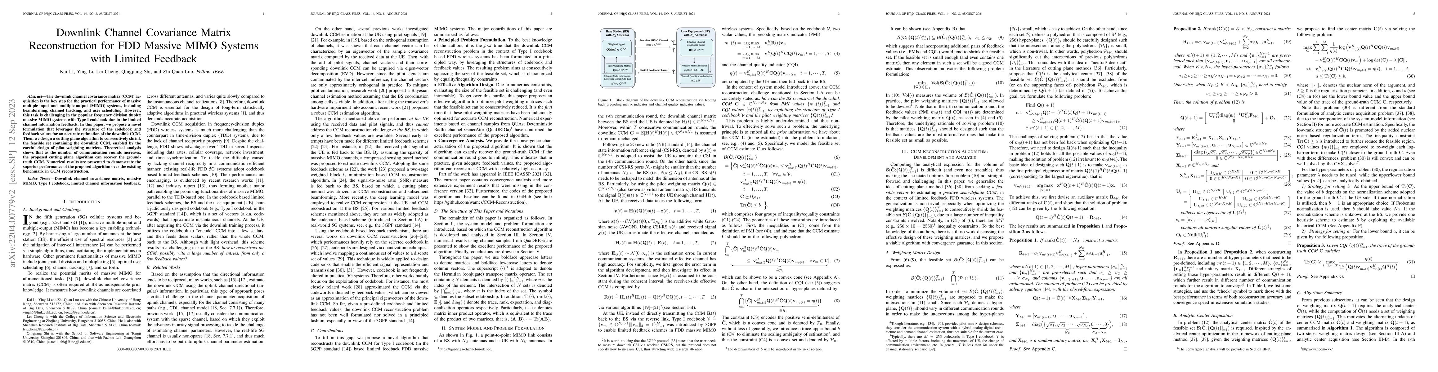Thumbnail for Downlink Channel Covariance Matrix Reconstruction for FDD Massive MIMO
  Systems with Limited Feedback