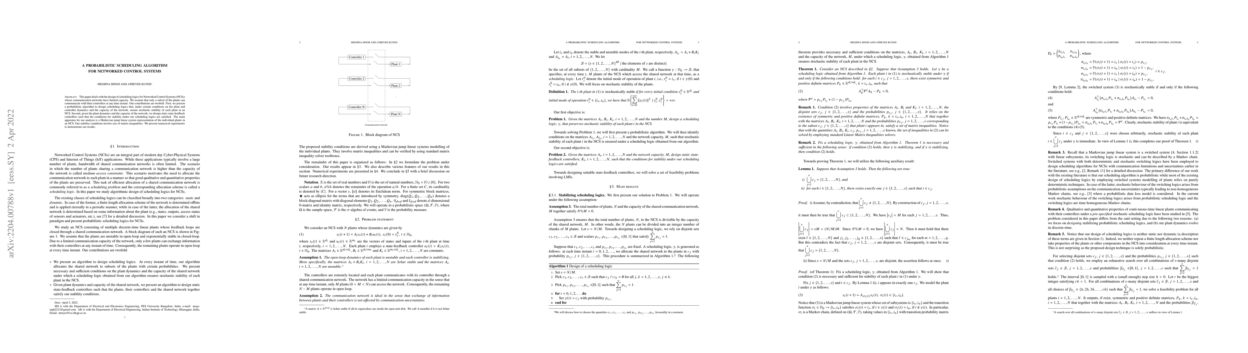Thumbnail for A probabilistic scheduling algorithm for networked control systems