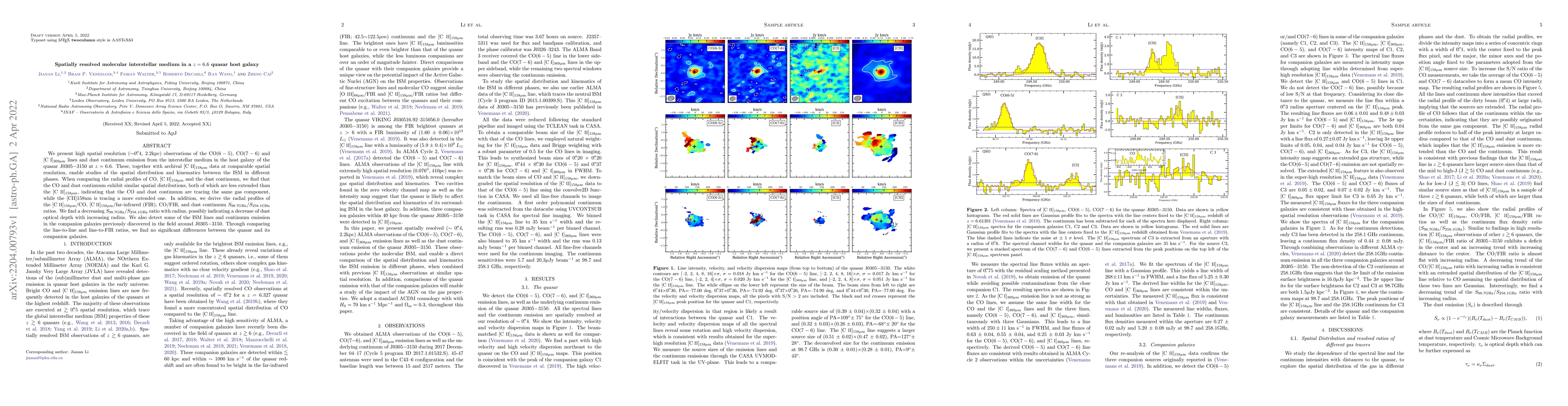 Thumbnail for Spatially resolved molecular interstellar medium in a $z=6.6$ quasar
  host galaxy