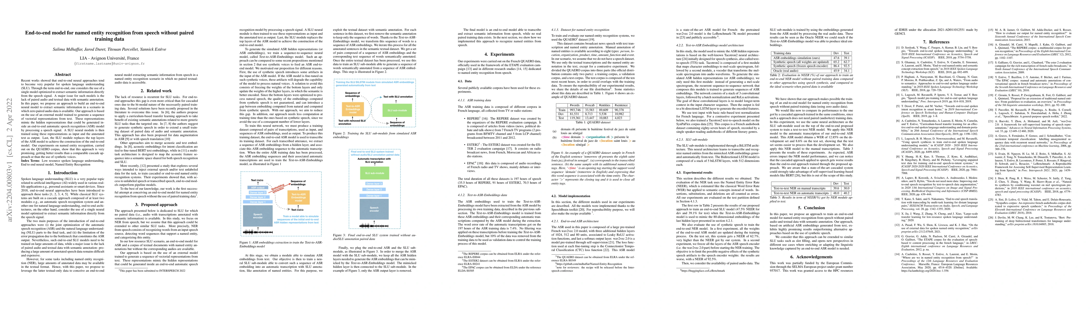 Thumbnail for End-to-end model for named entity recognition from speech without paired
  training data