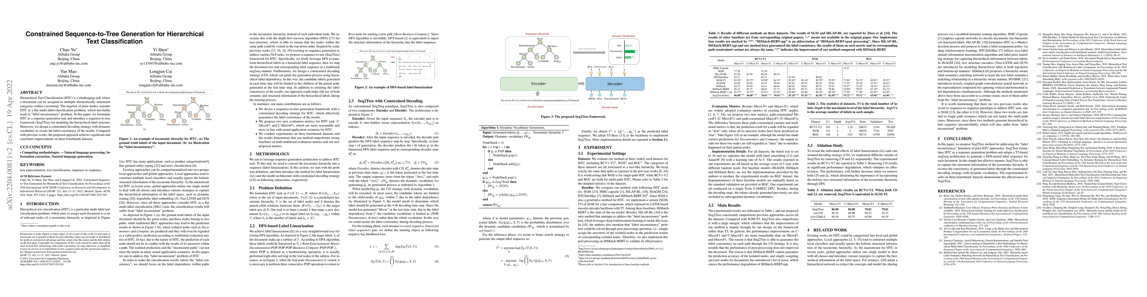 Thumbnail for Constrained Sequence-to-Tree Generation for Hierarchical Text
  Classification