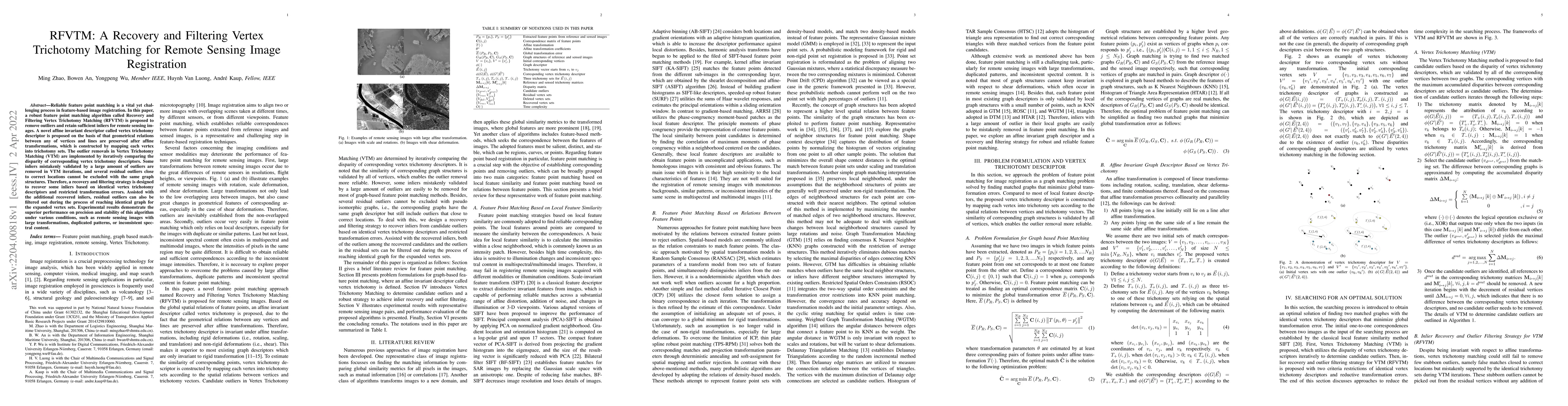 Thumbnail for RFVTM: A Recovery and Filtering Vertex Trichotomy Matching for Remote
  Sensing Image Registration
