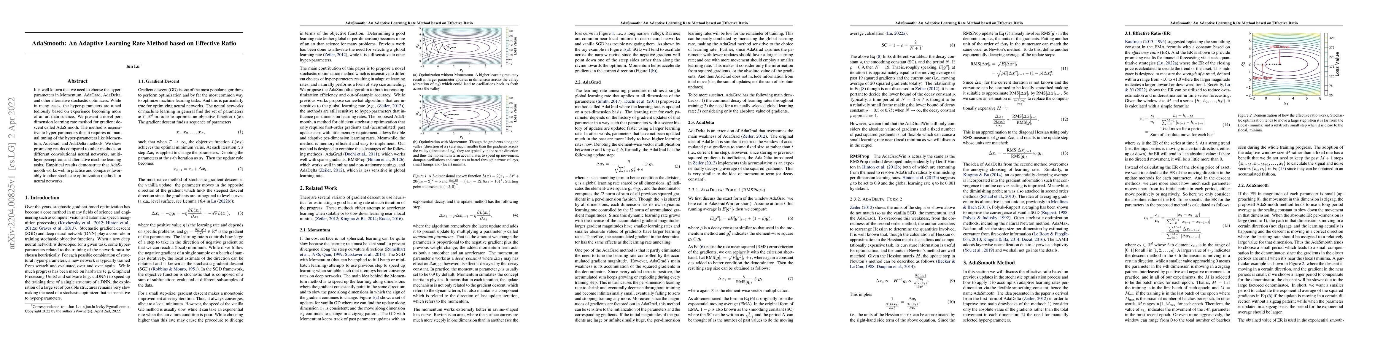 Thumbnail for AdaSmooth: An Adaptive Learning Rate Method based on Effective Ratio