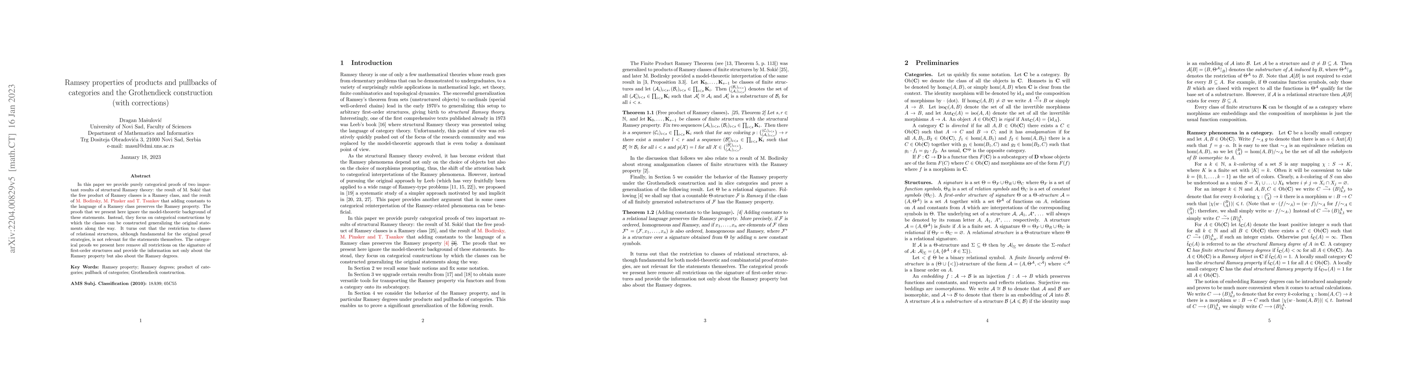 Thumbnail for Ramsey properties of products and pullbacks of categories and the
  Grothendieck construction