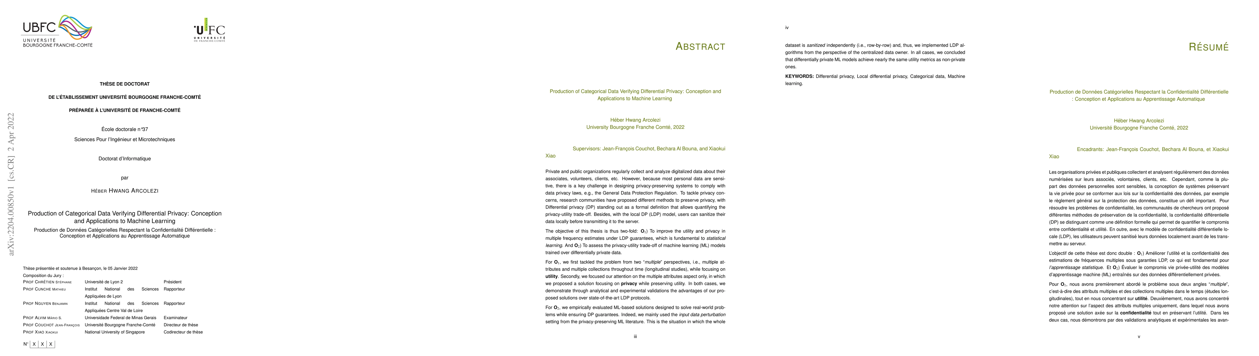 Thumbnail for Production of Categorical Data Verifying Differential Privacy:
  Conception and Applications to Machine Learning