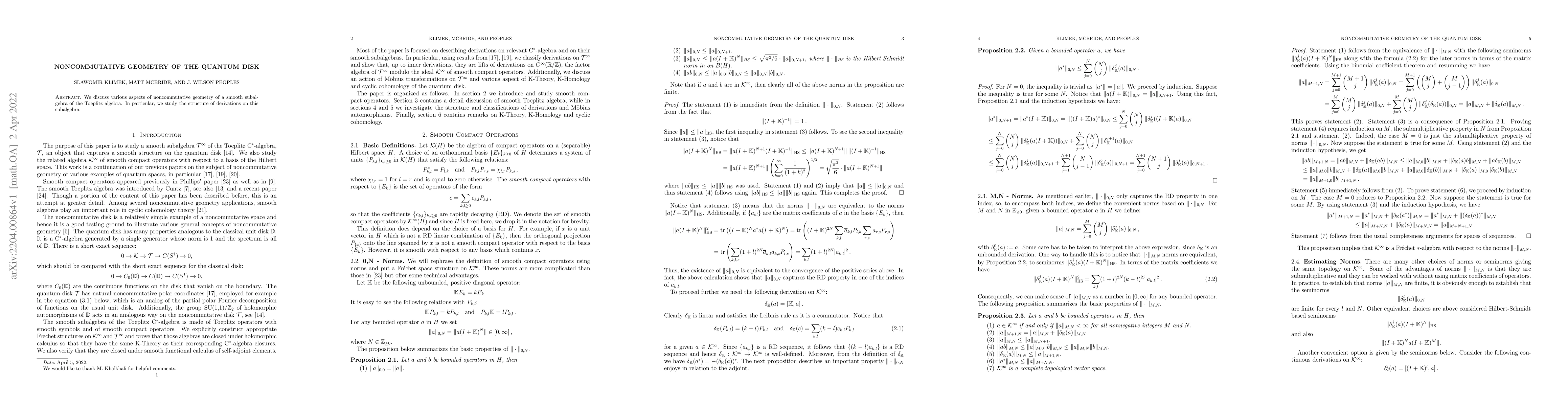 Thumbnail for Noncommutative Geometry of the Quantum Disk