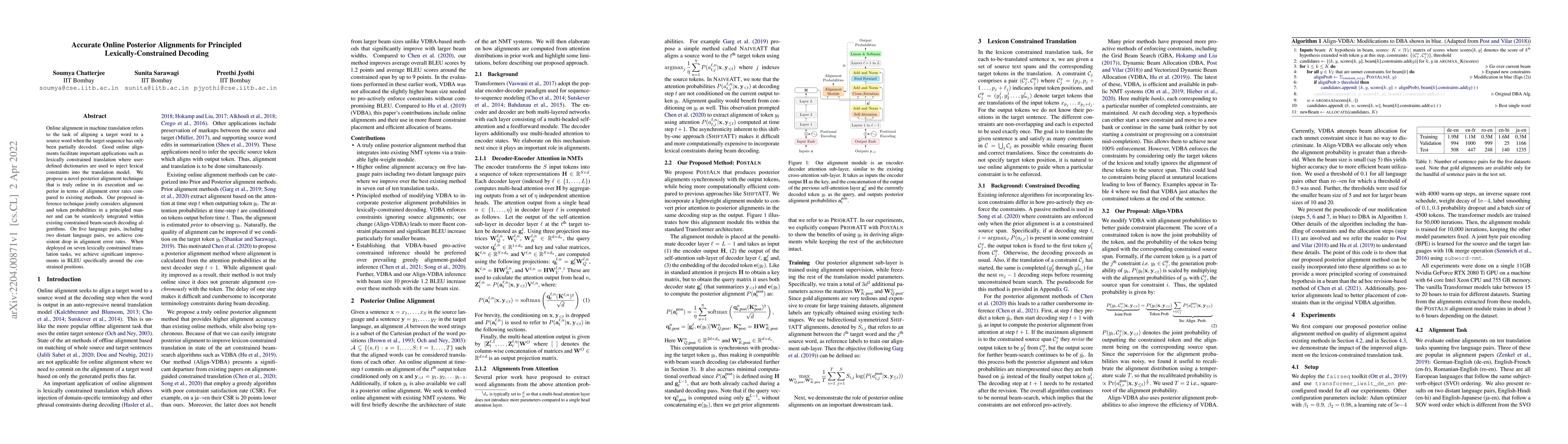 Thumbnail for Accurate Online Posterior Alignments for Principled
  Lexically-Constrained Decoding