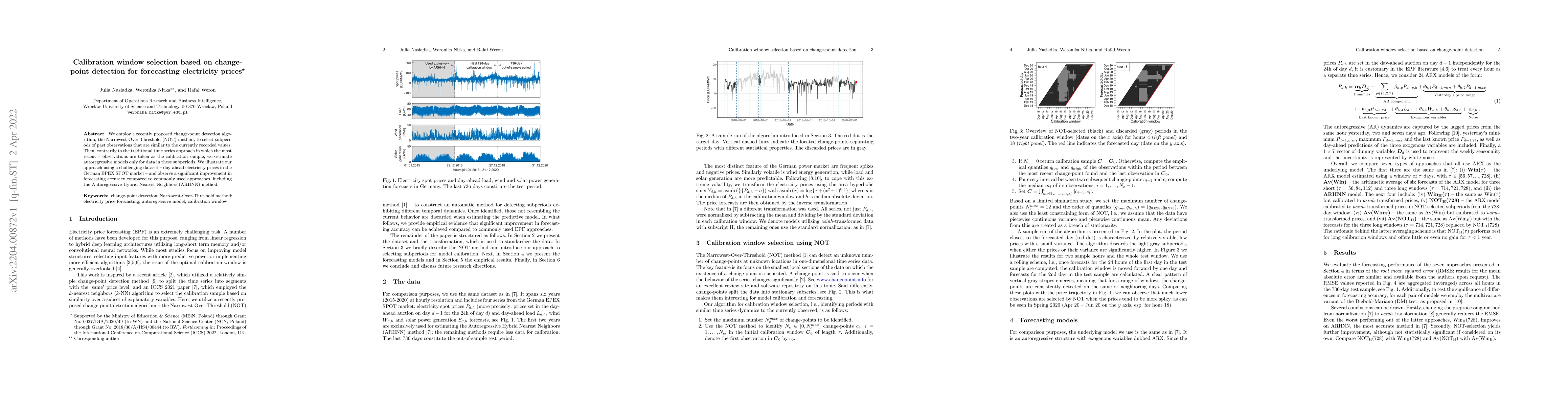 Thumbnail for Calibration window selection based on change-point detection for
  forecasting electricity prices