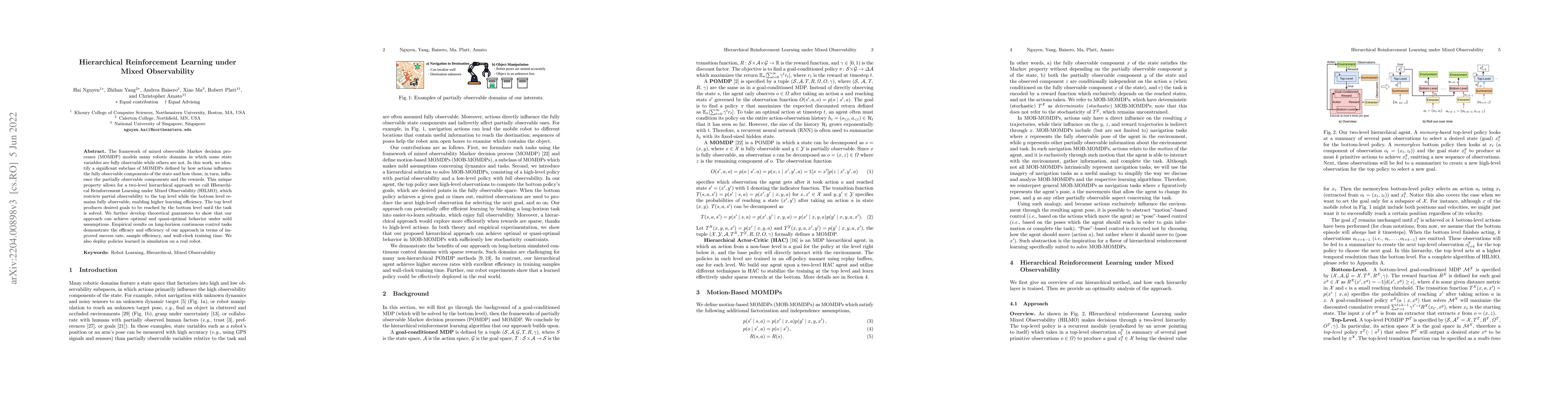 Thumbnail for Hierarchical Reinforcement Learning under Mixed Observability