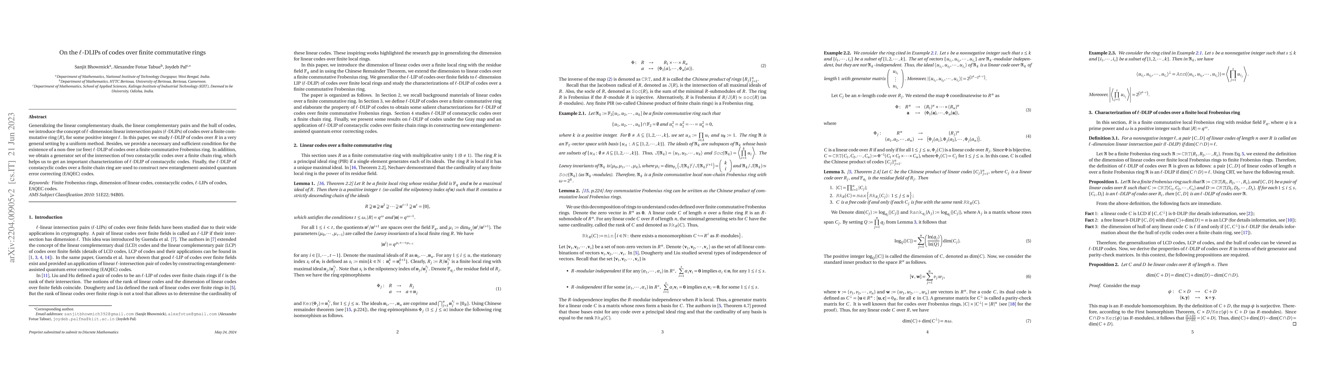 Thumbnail for On the $\ell$-DLIPs of codes over finite commutative rings
