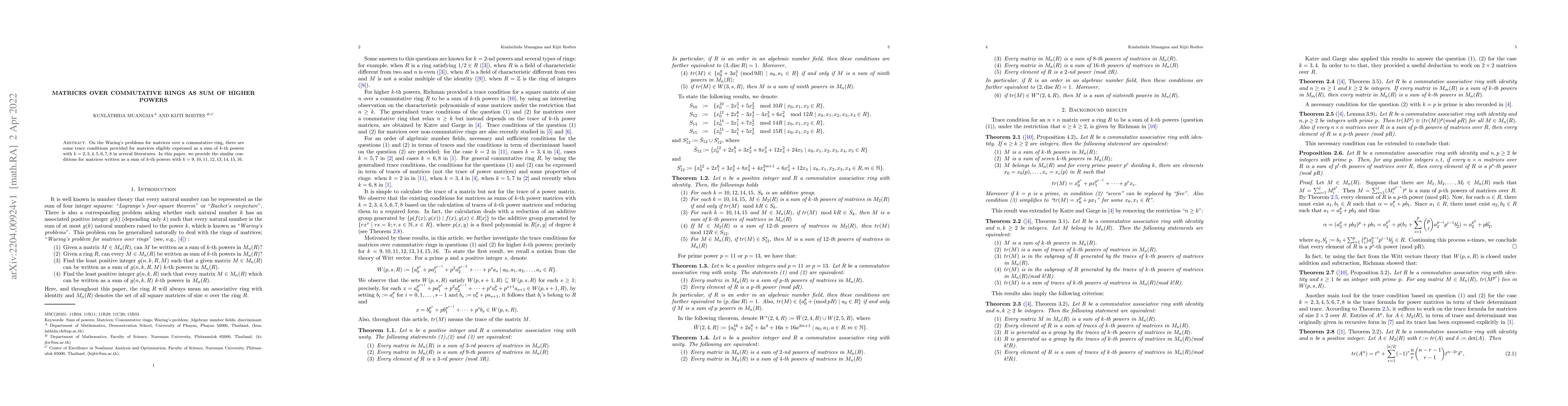 Thumbnail for Matrices over commutative rings as sum of higher powers