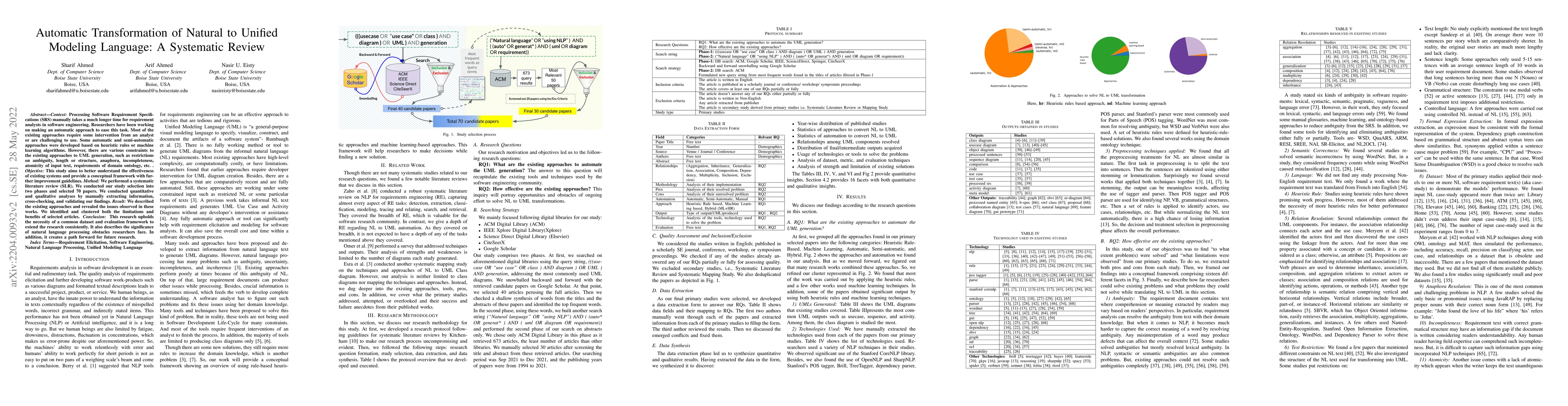 Thumbnail for Automatic Transformation of Natural to Unified Modeling Language: A
  Systematic Review