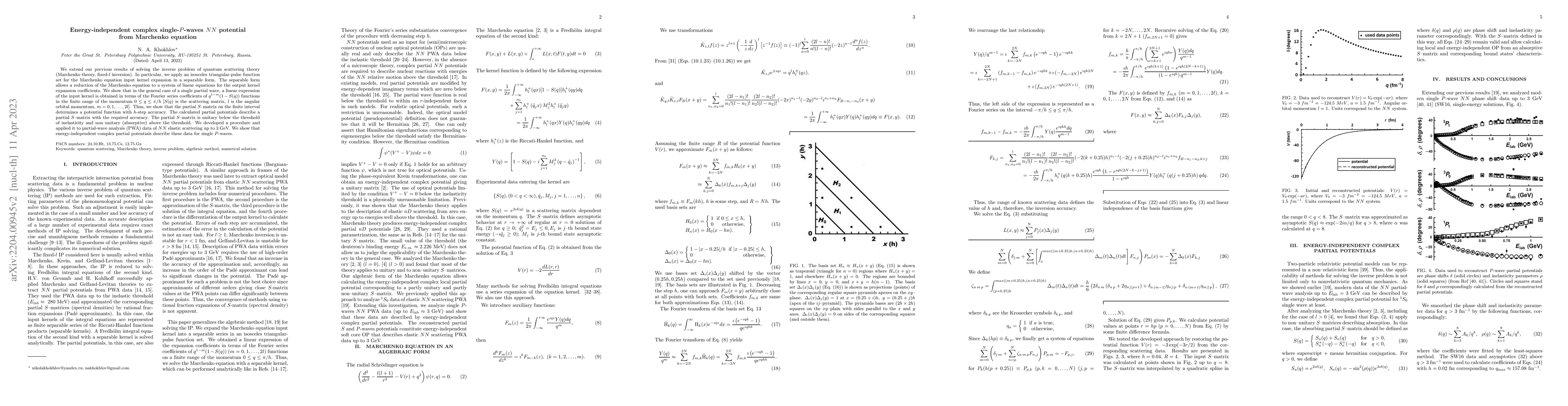 Thumbnail for Energy-independent complex single $P$-waves $NN$ potential from
  Marchenko equation