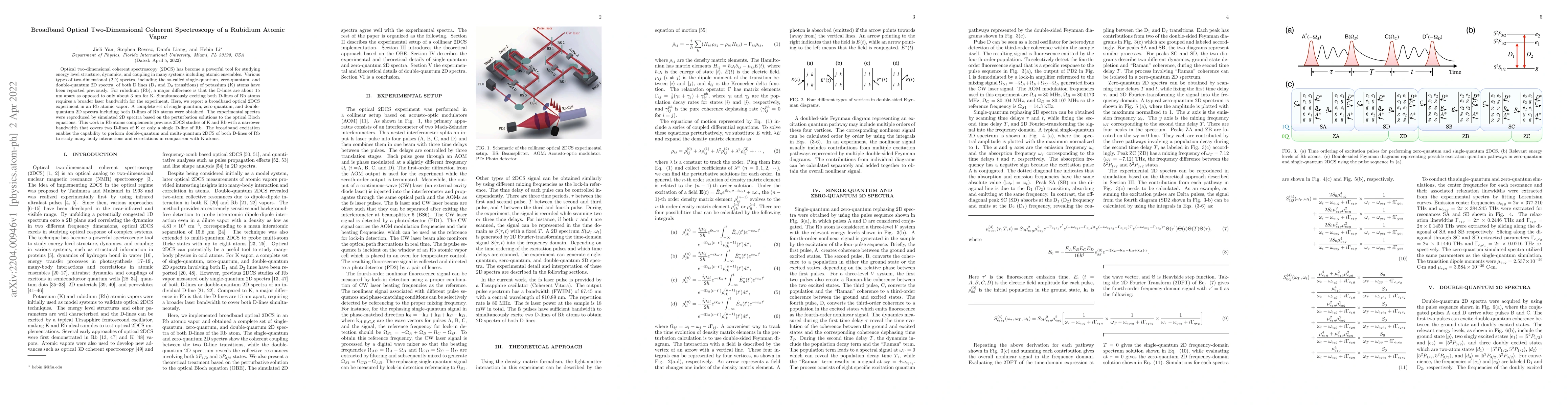 Thumbnail for Broadband Optical Two-Dimensional Coherent Spectroscopy of a Rubidium
  Atomic Vapor