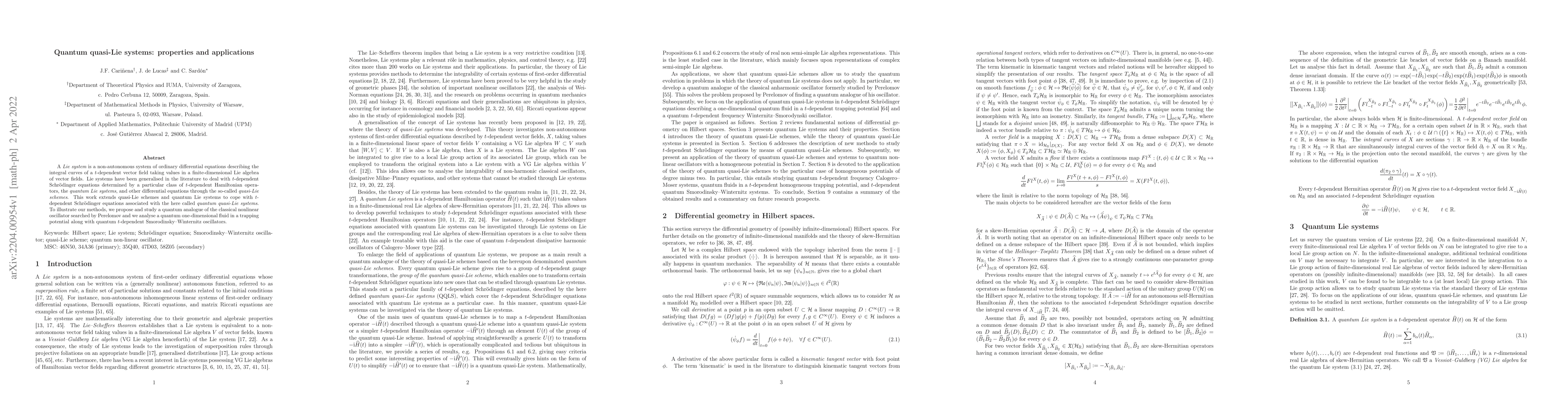 Thumbnail for Quantum quasi-Lie systems: properties and applications