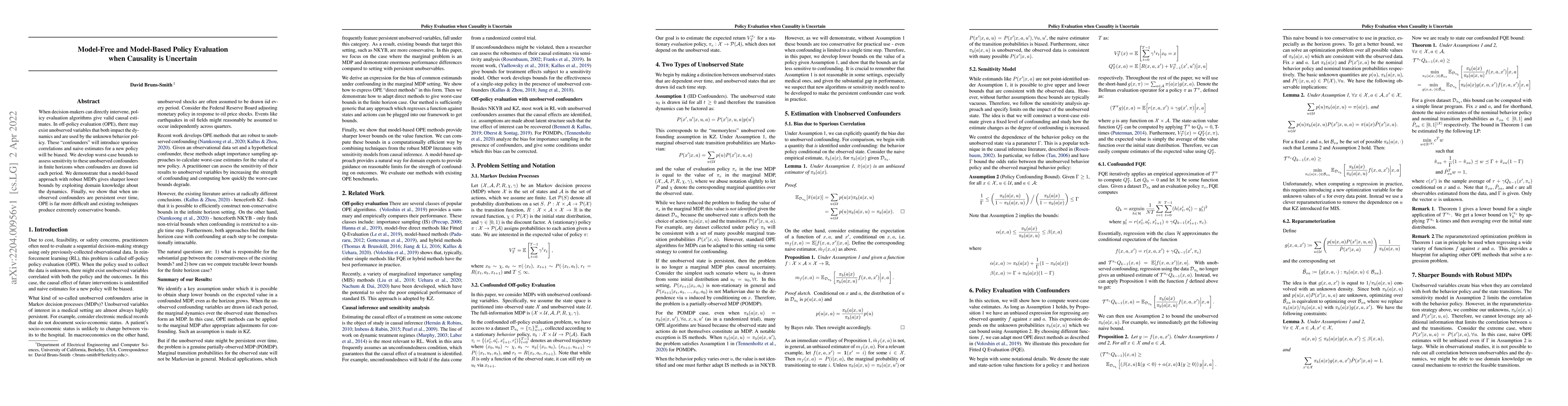 Thumbnail for Model-Free and Model-Based Policy Evaluation when Causality is Uncertain