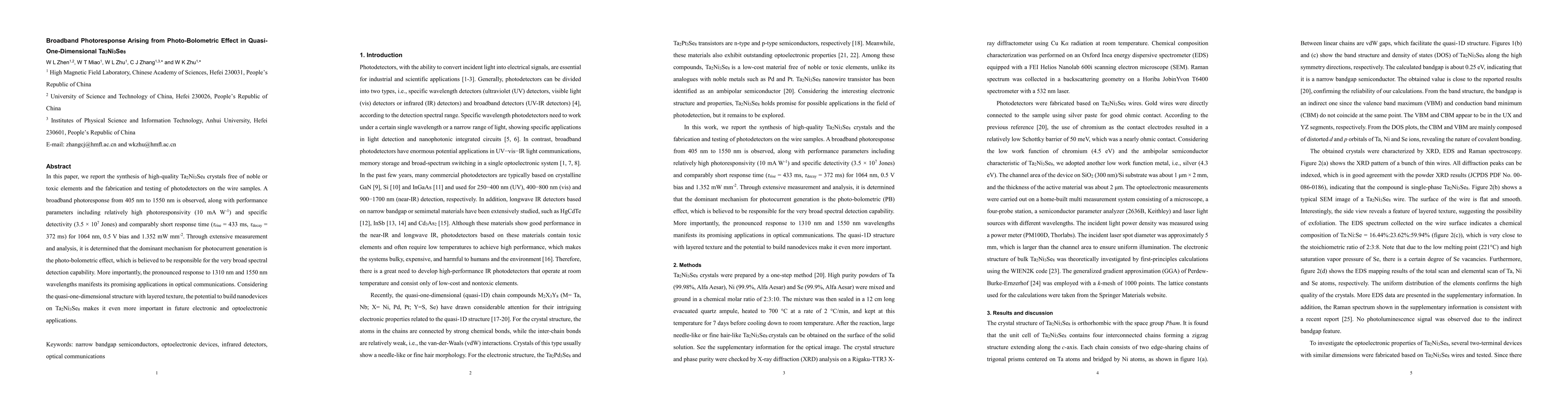 Thumbnail for Broadband photoresponse arising from photo-bolometric effect in
  quasi-one-dimensional Ta2Ni3Se8