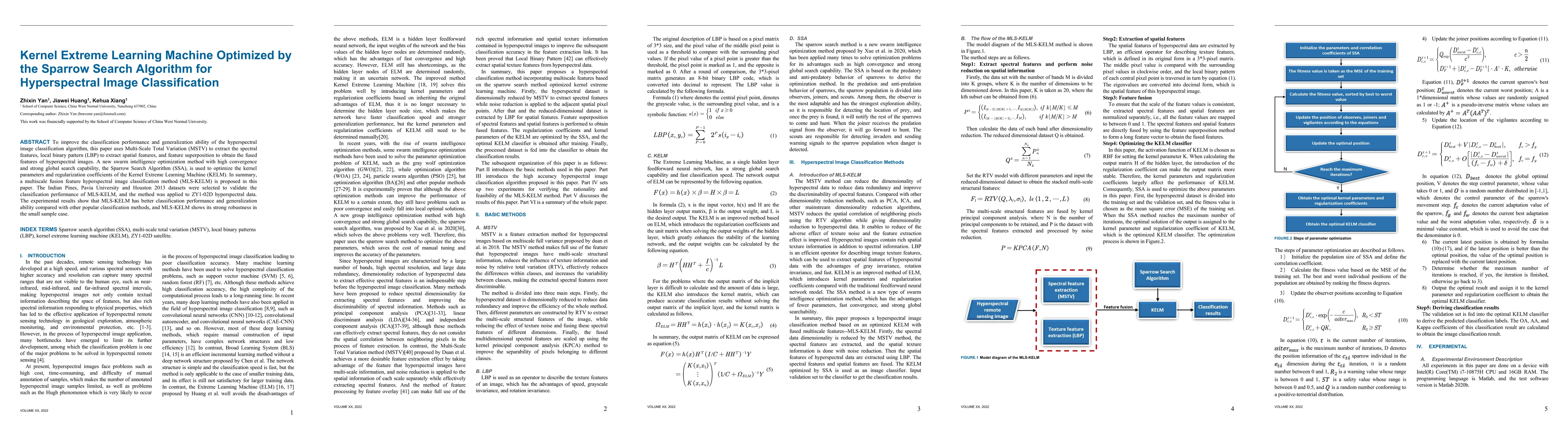Thumbnail for Kernel Extreme Learning Machine Optimized by the Sparrow Search
  Algorithm for Hyperspectral Image Classification