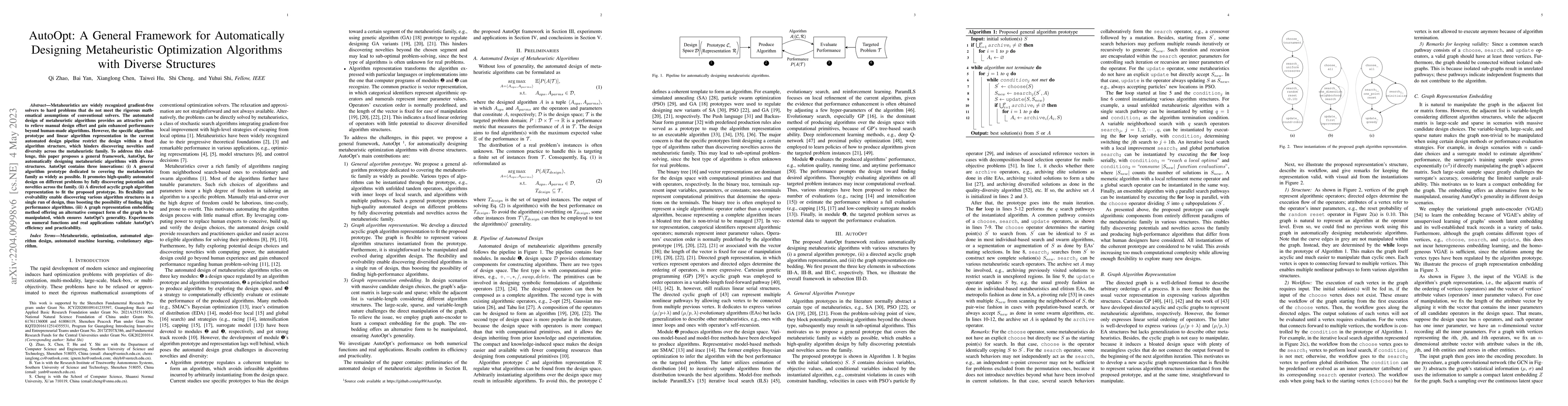Thumbnail for AutoOpt: A General Framework for Automatically Designing Metaheuristic
  Optimization Algorithms with Diverse Structures