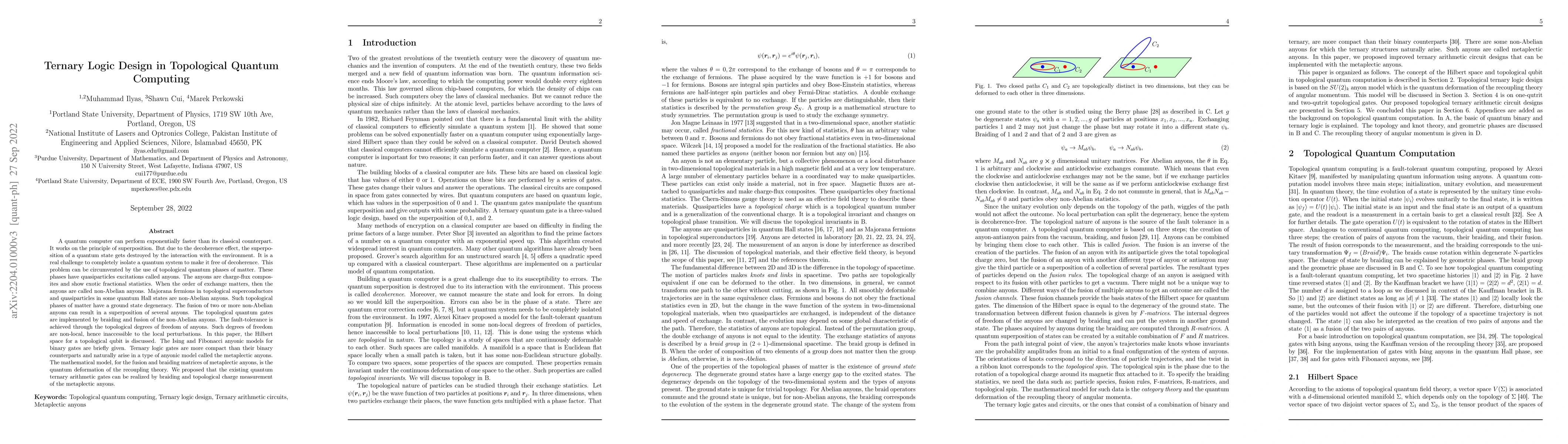 Thumbnail for Ternary Logic Design in Topological Quantum Computing